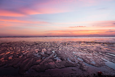 Scenic view of sea at sunset