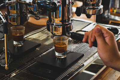 Black coffee morning on coffee maker