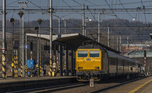 Train on railroad station