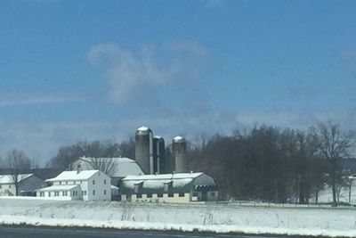 Built structure against sky during winter