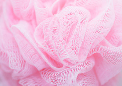 Detail shot of pink loofah