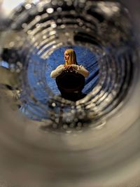 High angle portrait of man in water