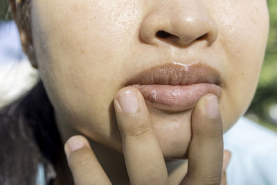 Close-up of woman lips