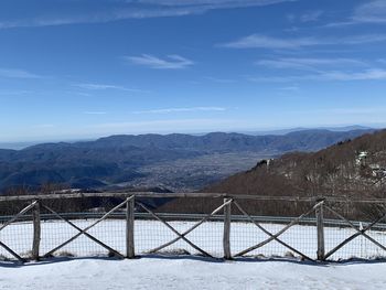 Scenic view of mountains against sky during winter