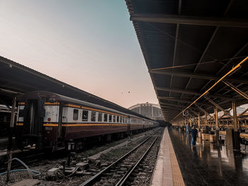 Railroad station platform against sky