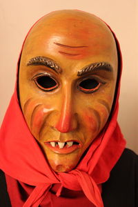 Close-up portrait of a swabian-alemanniç carnival mask of a hag