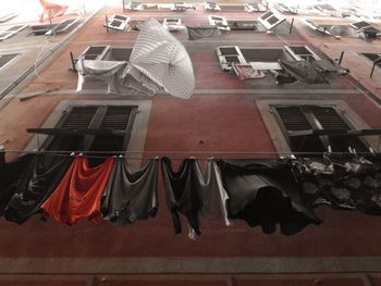 High angle view of clothes drying