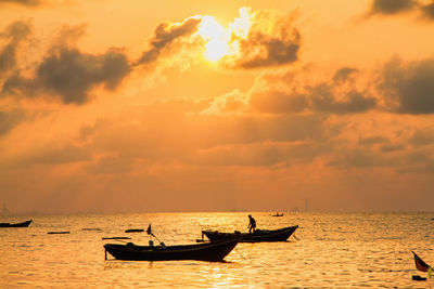 Scenic view of sunset over sea