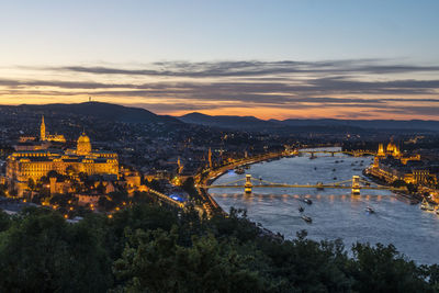 A panoramic view of budapest at dusk