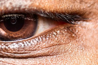 Extreme close-up of portrait of person with brown eye