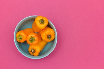 High angle view of fruits in bowl