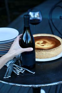 High angle view of dessert on table