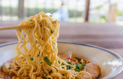 Close-up of food served in plate