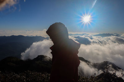 Scenic view of mountains against sky during winter