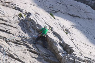 Full length of man climbing on mountain