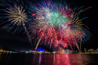 Firework display for singapore national day which celebrated every year on august 9.