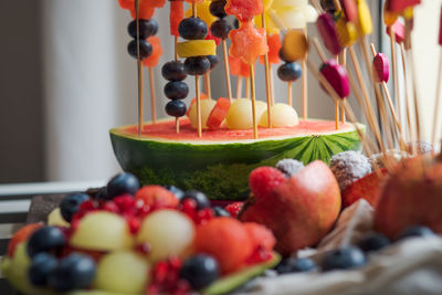 Close-up of fruits on table