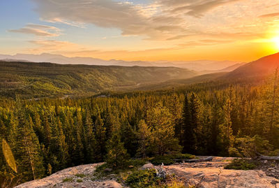 Scenic view of landscape against sky during sunset