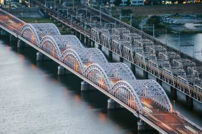 High angle view of bridge over river