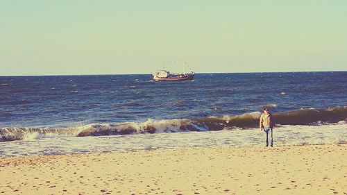 Scenic view of sea against clear sky