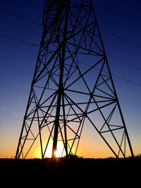 Low angle view of silhouette grid structure against sunset