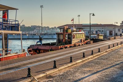 View of harbor against sky