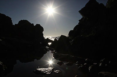 Sun shining through rocks