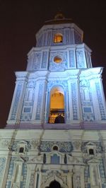 Low angle view of cathedral at night