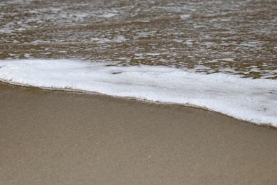 High angle view of waves on beach