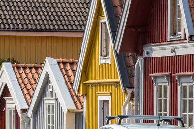 Low angle view of buildings in town