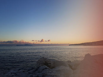 Scenic view of sea against clear sky