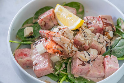 Close-up of food served in plate