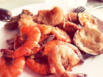 High angle view of meal served in plate