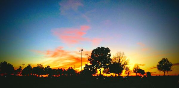 Silhouette trees against sky during sunset