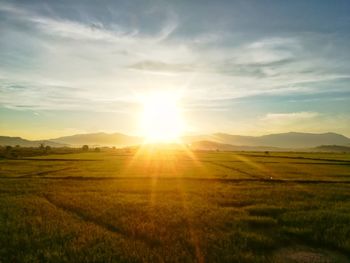 Scenic view of field against sky during sunset