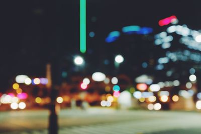 Defocused lights on road at night