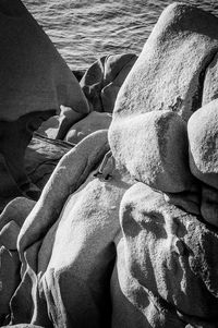 High angle view of rocks on beach