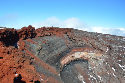 High angle view of volcanic crater at taupo against sky
