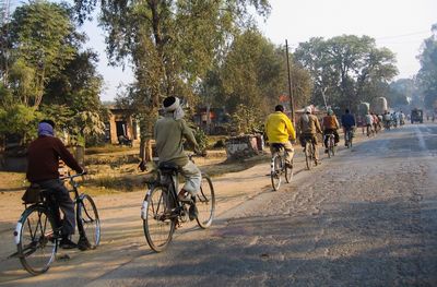 People walking on road