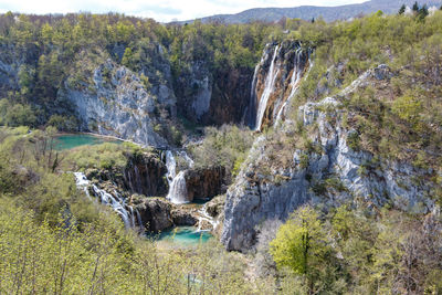 Scenic view of waterfall