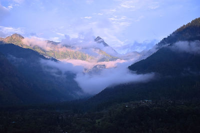 Scenic view of mountains against sky