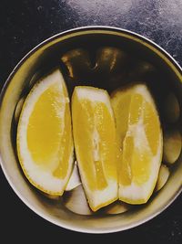 High angle view of fruits in plate