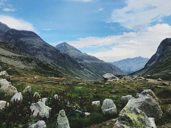 Scenic view of mountains against sky