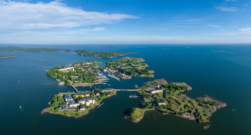 Suomenlinna island in helsinki, finland. drone point of view