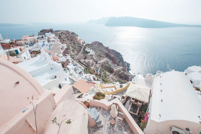 High angle view of buildings on beach