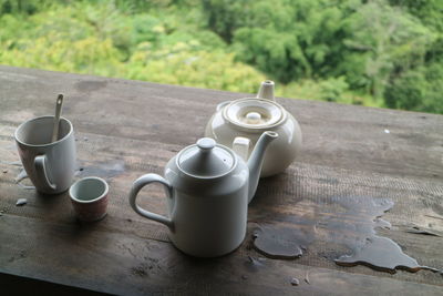 Close-up of coffee cup on table