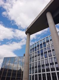 Low angle view of modern building against sky