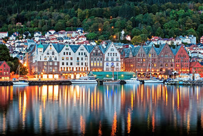 Reflection of buildings in city