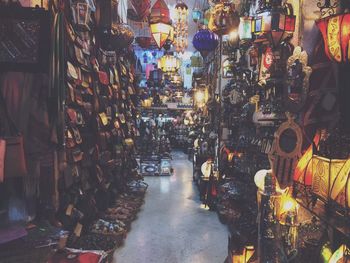 Illuminated market stall for sale in store