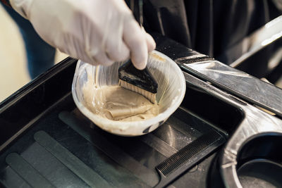 Close-up of person preparing food